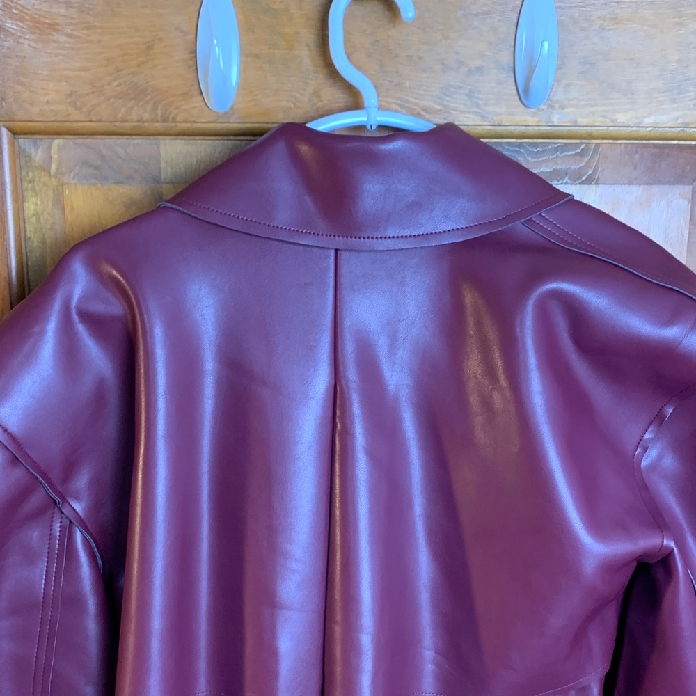Naked Wardrobe Burgundy Trench Coat small vegan leather new with tags - Picture 7 of 10